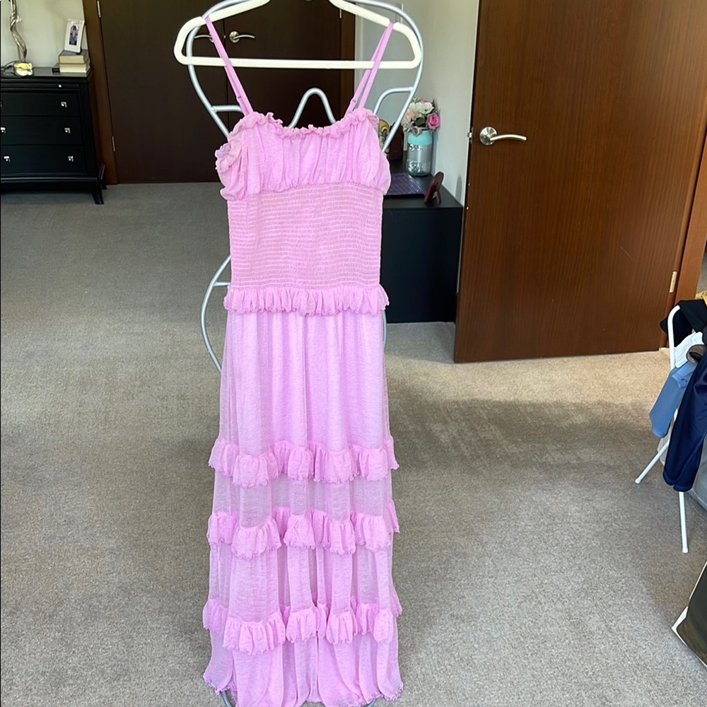 Pink Ruffled Maxi Dress